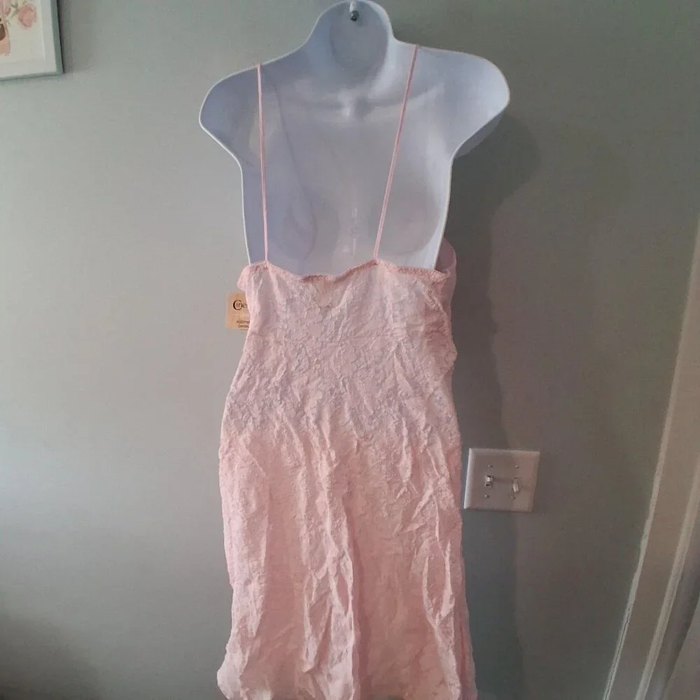 Cinema Etoile nwt vintage Lingerie set womens Large pink babydoll top dres thong